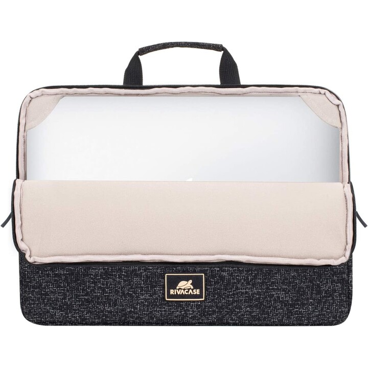 RIVACASE Cartella Anvik porta pc 15.6", nera, con manico, materiale impermeabile, interno felpato, tasca posteriore porta s