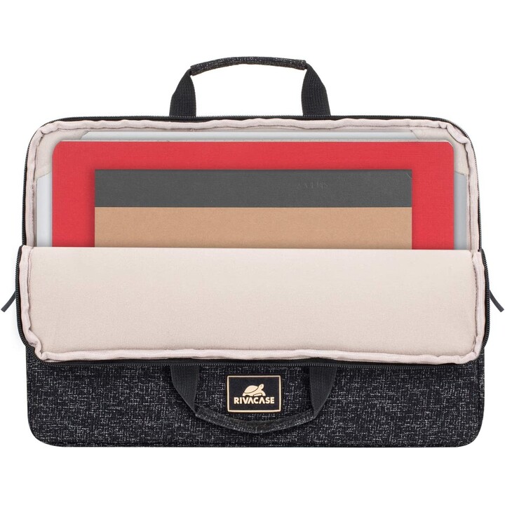 RIVACASE Cartella Anvik porta pc 15.6", nera, con manico, materiale impermeabile, interno felpato, tasca posteriore porta s
