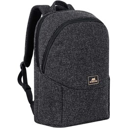 Mochila para portátil de 15,6", RIVACASE Anvik, 15L, negra, material impermeable, bolsillos para tablet de 10,5", smartphone, do