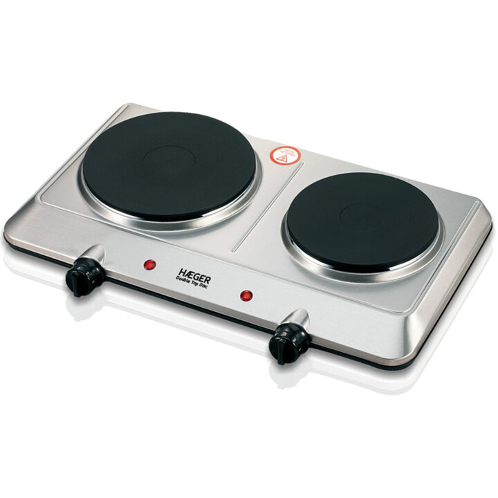 HAEGER HP-02S.015A Piastra di cottura elettrica 2 bruciatori 2250W Silver