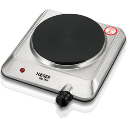 Placa Eléctrica de Cocción Haeger HP-01S.014A 1500W Acero Inoxidable 1 Fogón Negro Plata