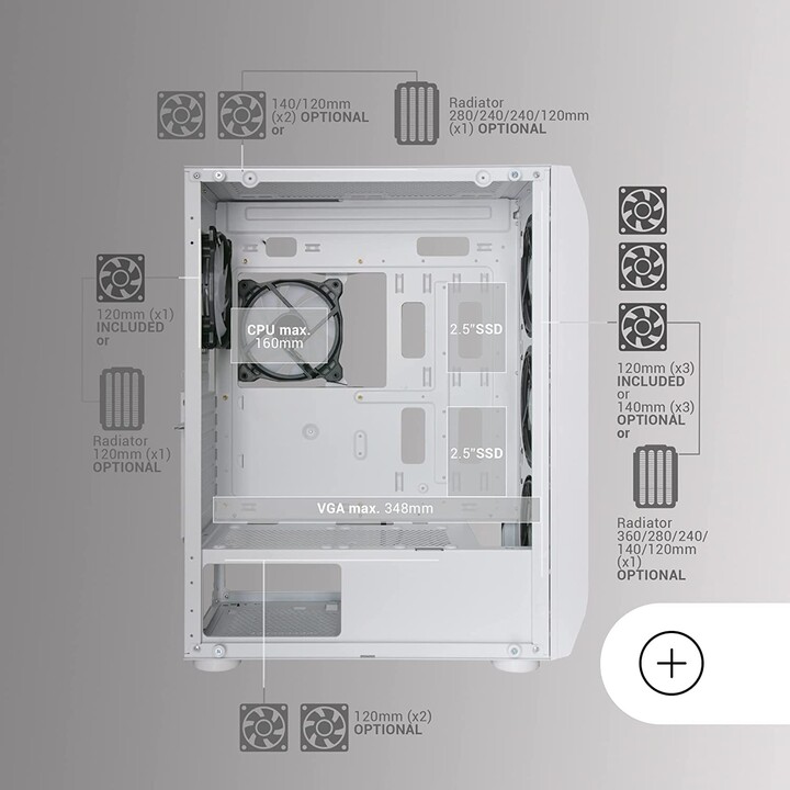 Mars Gaming Tower Gaming Box MC-KX/ Bianco