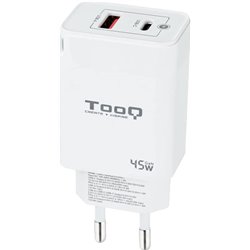 Chargeur mural TooQ TQWC-GANQCPD45WT/ 1xUSB Type-C/ 1xUSB/ 45W