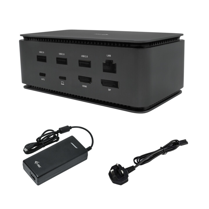 i-tec USB4 Metal Docking station Dual 4K HDMI DP + chargeur universel 100 W noir
