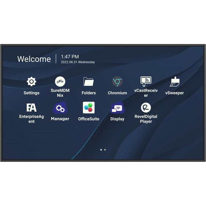 Écran LED ViewSonic CDE7530 (75") 190,5 cm (4K UHD, 3840x2160, VA, 8 ms, 500 cd/m², 24h/24, 7j/7, 2x HDMI, USB-C, Android)