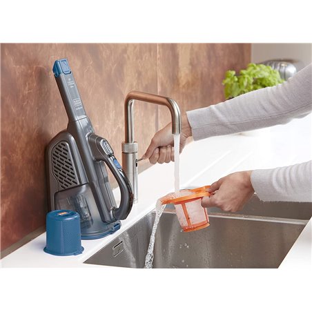 Black & Decker BHHV520BF aspirateur de table Noir, Bleu, Argent Sans sac