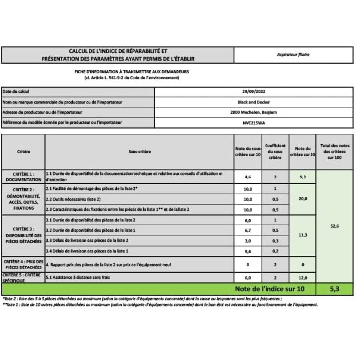 Aspirapolvere portatile con batteria Nero + Decker NVC-215-WA / 7,2 V / Autonomia 10 min