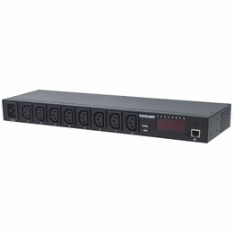 Intellinet 19" 8-fach IP-Steckdosenleiste / Smart PDU mit C13-Kaltgerätesteckdosen, Kontrolliert Strom, Temperatur und Luftfeuch