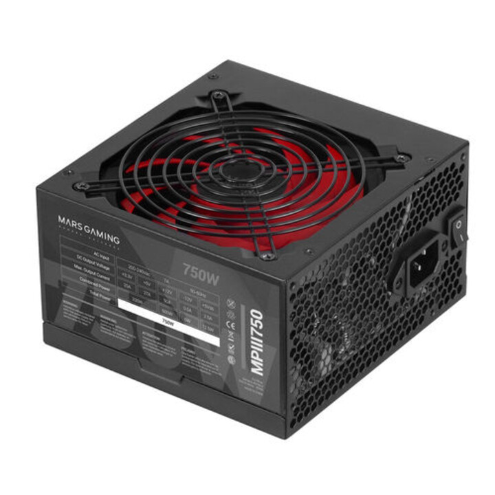 FUENTE ALIMENTACION 750W MARS GAMING PFC-ACTIVO 12CM ATX