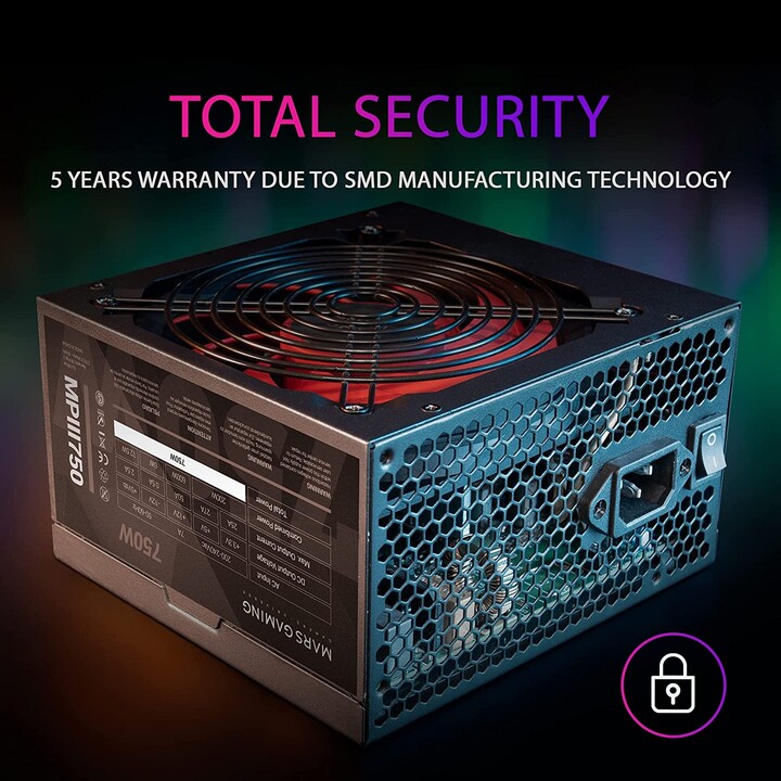 FUENTE ALIMENTACION 750W MARS GAMING PFC-ACTIVO 12CM ATX