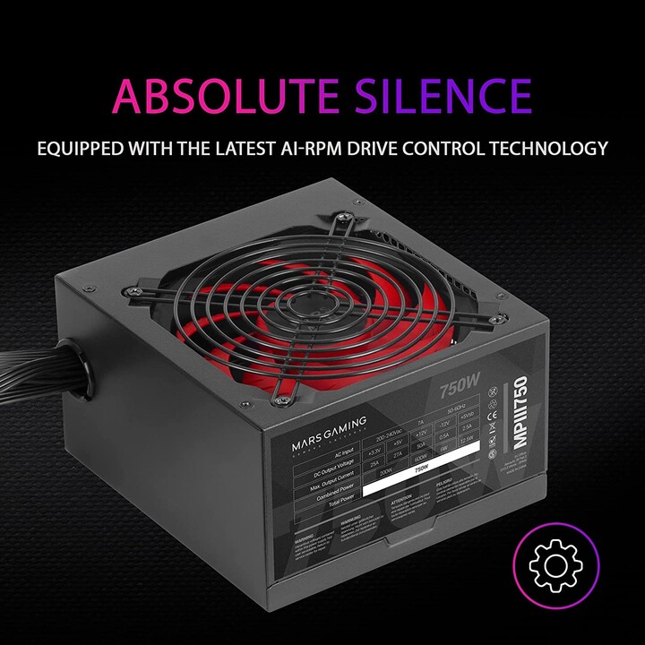 FUENTE ALIMENTACION 750W MARS GAMING PFC-ACTIVO 12CM ATX