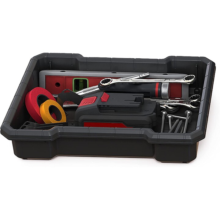 Keter Stack'N'Roll juego de 3 cajas de herramientas con ruedas para transporte profesional, Negro