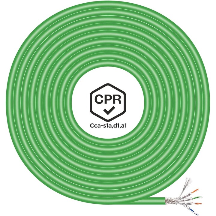 Avvolgicavo RJ45 SFTP AWG23 LSZH CPR Cca Aisens A146-0667 Cat.7/ 305m/ Verde