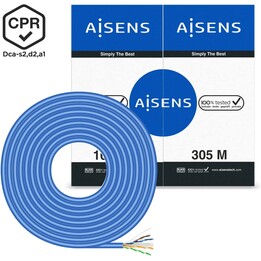 Enrouleur de câble RJ45 UTP AWG24 LSZH CPR Dca Aisens A135-0663 Cat.6/ 305m/ Bleu