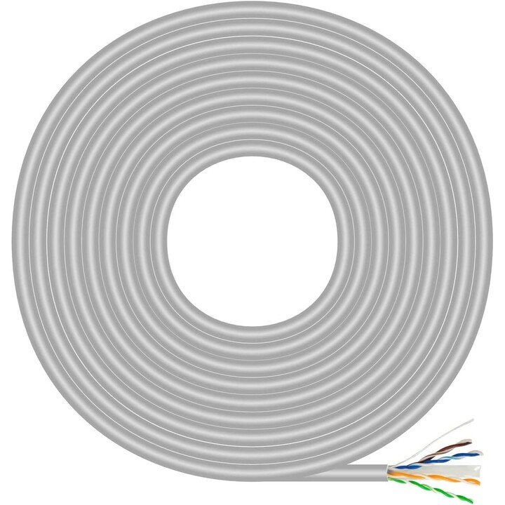 Carretel de cabo RJ45 UTP AWG23 CCA (liga) Aisens A135-0660 Cat.6/ 100m/ Cinza