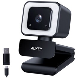 Aukey PC-LM6 Stream Series con cámara web Ring Light Full HD con sensor CMOS de 1/3" negro
