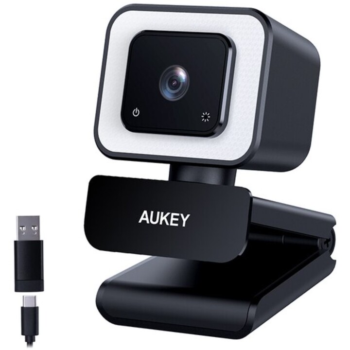 Aukey PC-LM6 Stream Series with Ring Light Full HD Webcam with 1/3"-CMOS Sensor black