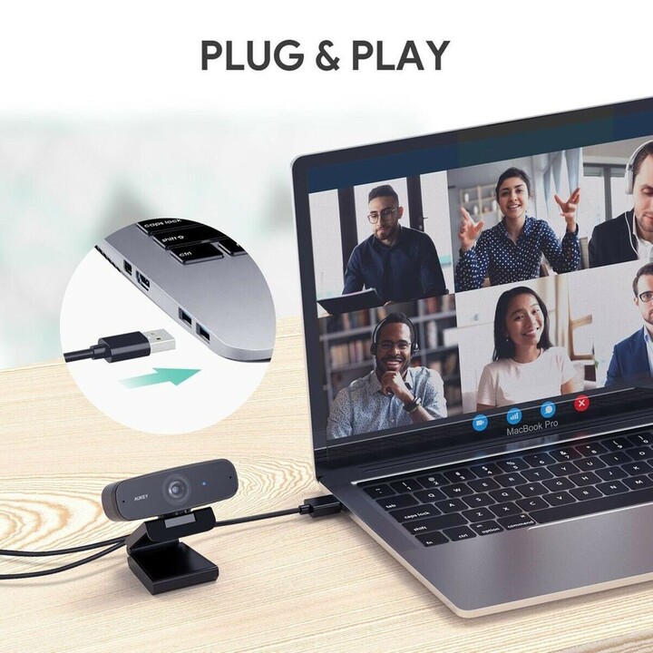 Aukey PC-W3 Stream Series Full HD Webcam with 1/2,9"-CMOS Sensor black