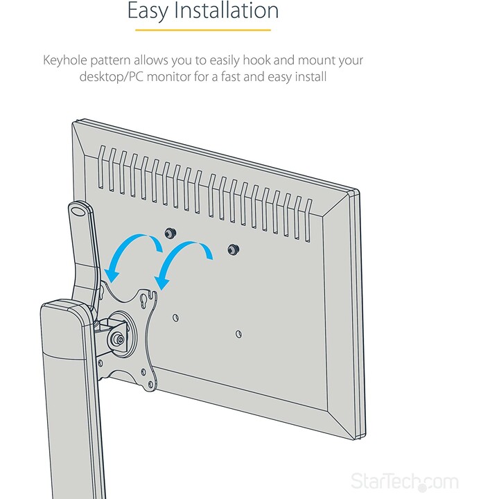 StarTech.com Support d'Écran Simple Articulé de Bureau - Socle Moniteur à Hauteur Réglable - Pour Écran VESA jusqu'à 32 pouces (