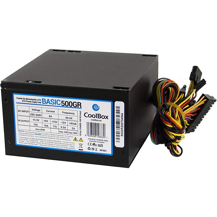 POWER SUPPLY 300W COOLBOX 500GR BASIC 2SATA 12CM ATX BLACK