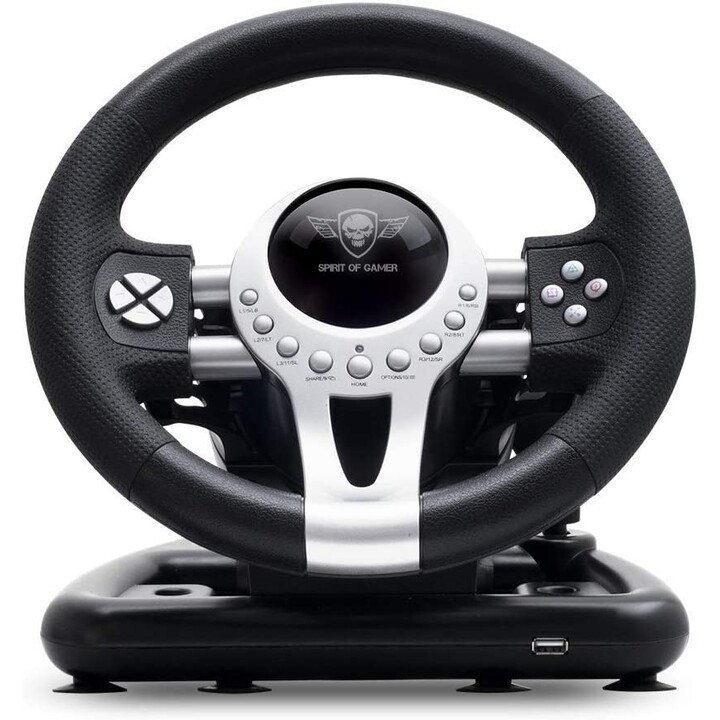 Spirit of Gamer Race PRO Wheel 2 volante con pedales negro/plateado