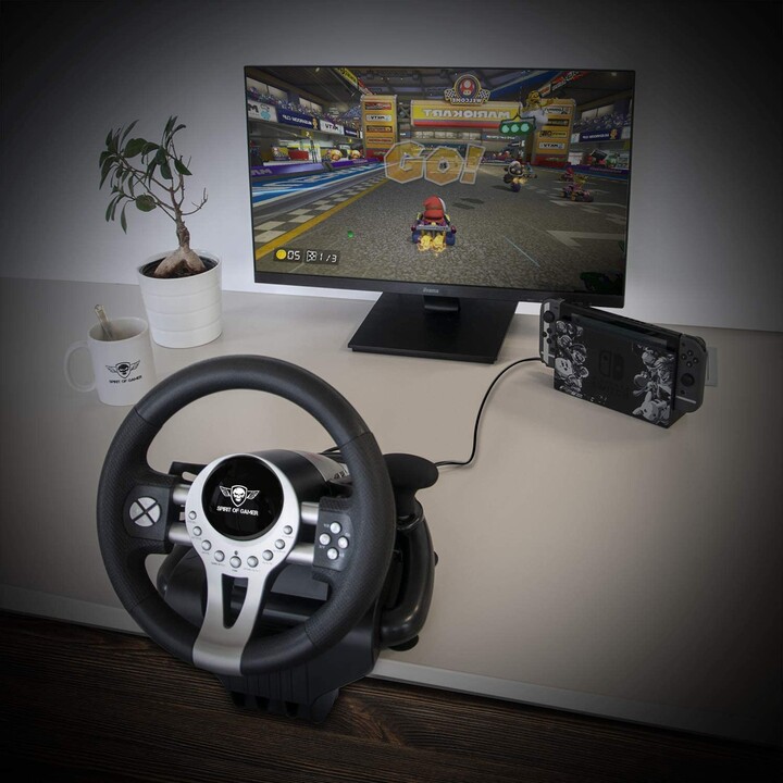 Spirit of Gamer Race PRO Wheel 2 volante con pedales negro/plateado