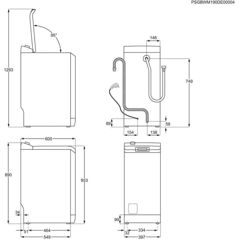 Electrolux EW2TN5261FP Lavadora de carga superior 6 kg 1200 rpm blanca