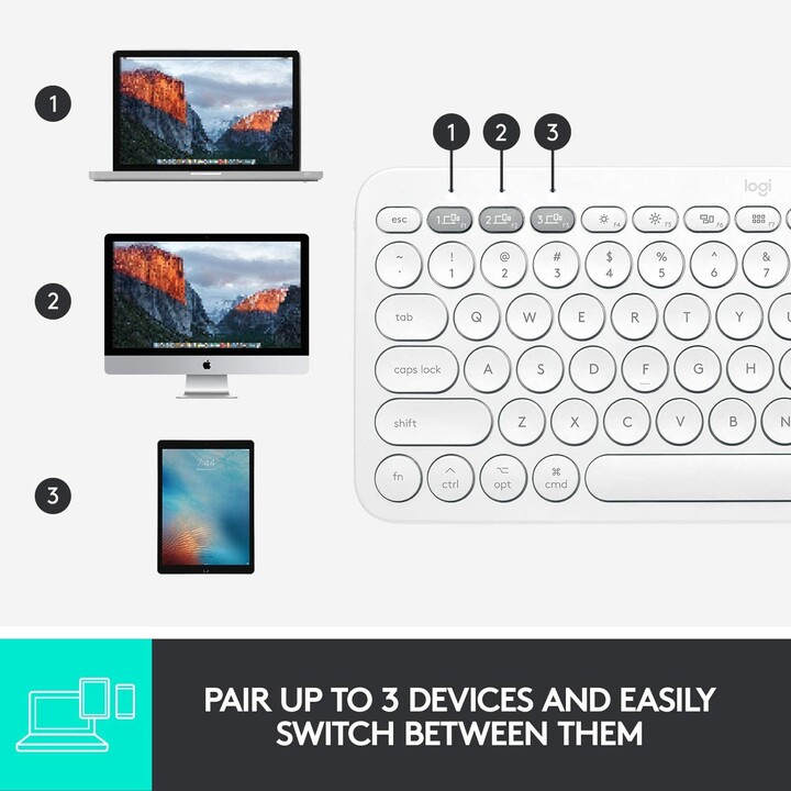 Logitech K380 Multi-Device Bluetooth Keyboard (wireless, white)