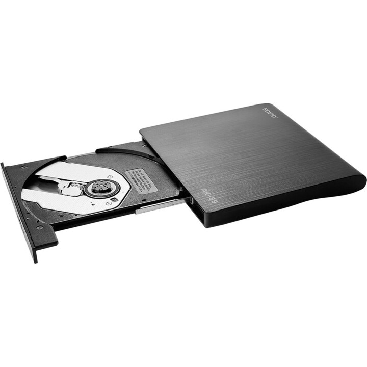 SAVIO AK-59 Grabador externo delgado de CD/DVD R/RW - USB-C/USB-A, negro