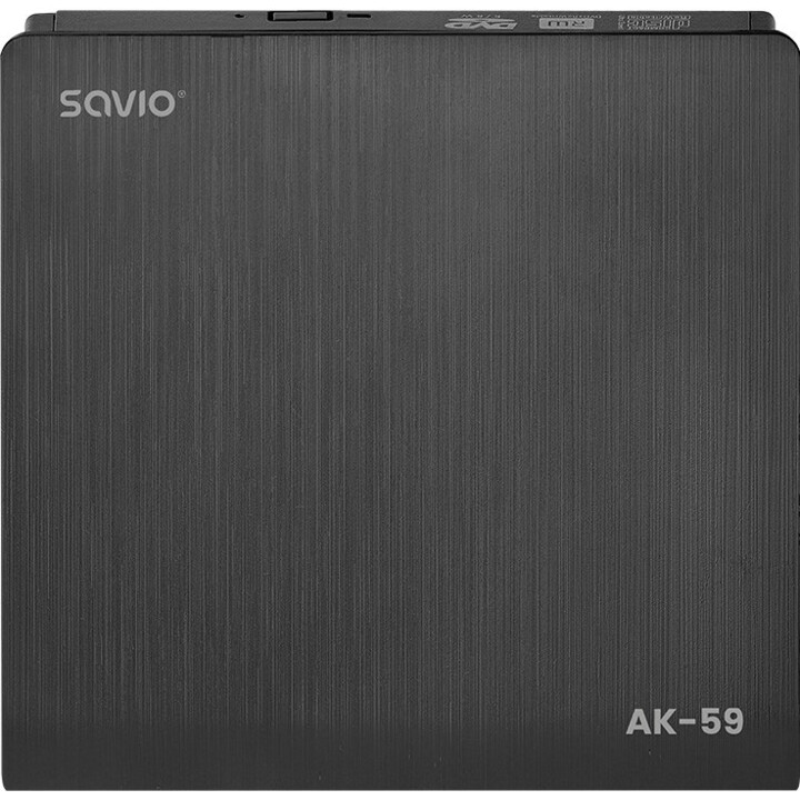 SAVIO AK-59 Grabador externo delgado de CD/DVD R/RW - USB-C/USB-A, negro