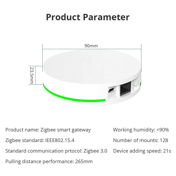 Zemismart Hub Sensor Tuya puerta de enlace con cable