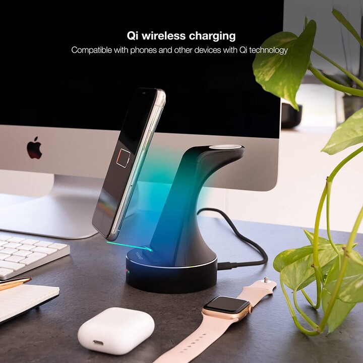 Tooq TQCD02W Base de carga inalámbrica para Apple Watch, iPhone y smartphone