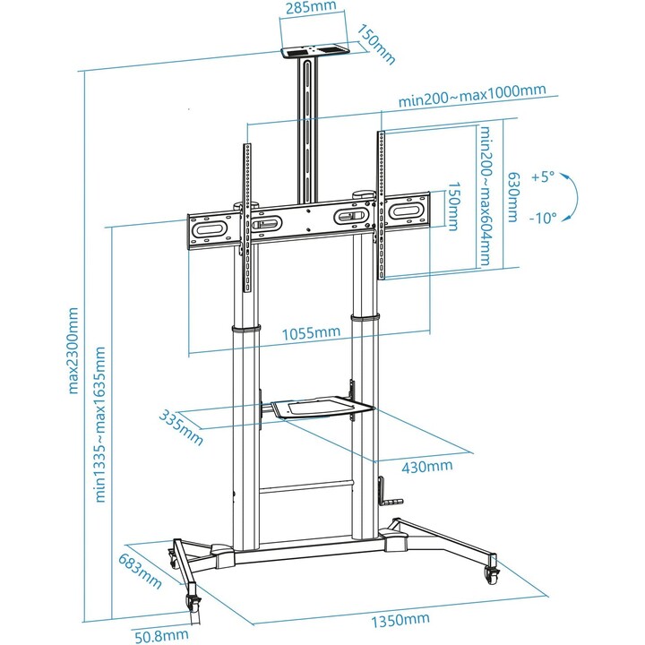 Tooq FS20400HM-B Soporte de suelo para TV de hasta 100 kg