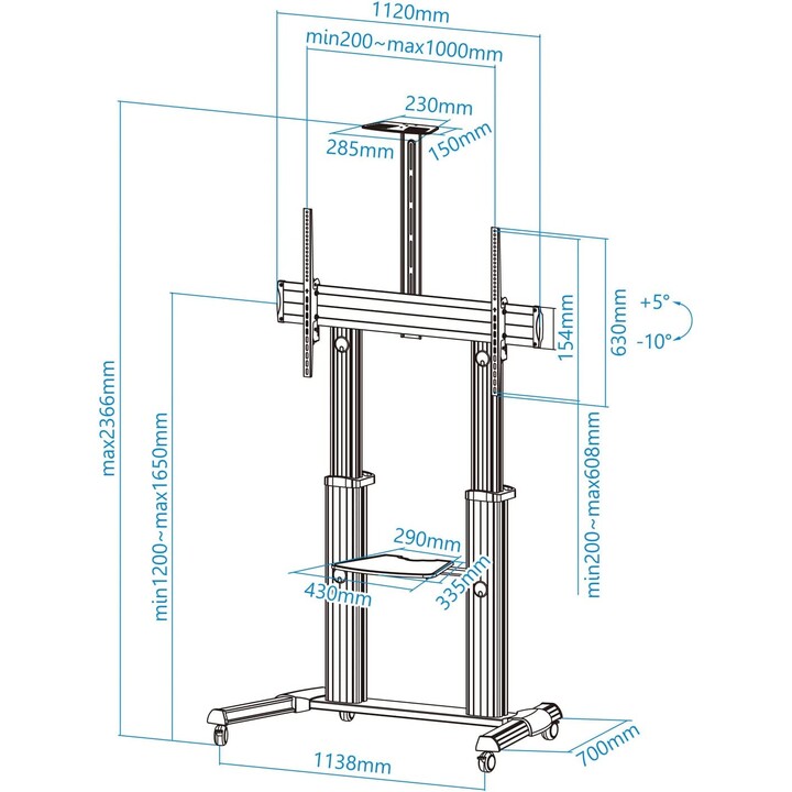 Tooq FS20300M-B Floor Stand for TV up to 100kg