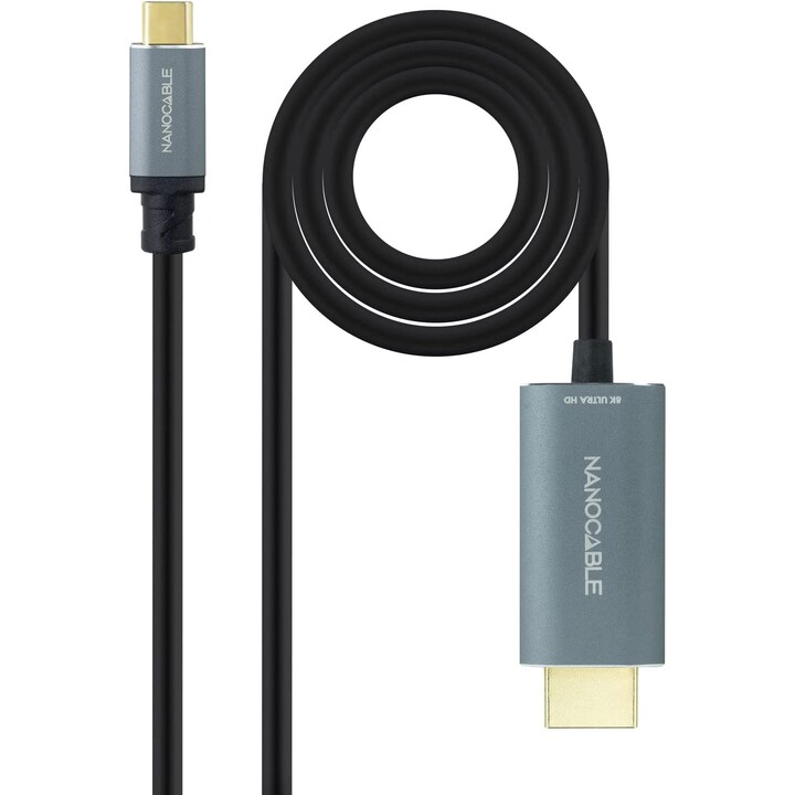 Nanocable 10.15.5162/ Câble Convertisseur USB Type-C Mâle HDMI Mâle 1.8m Noir