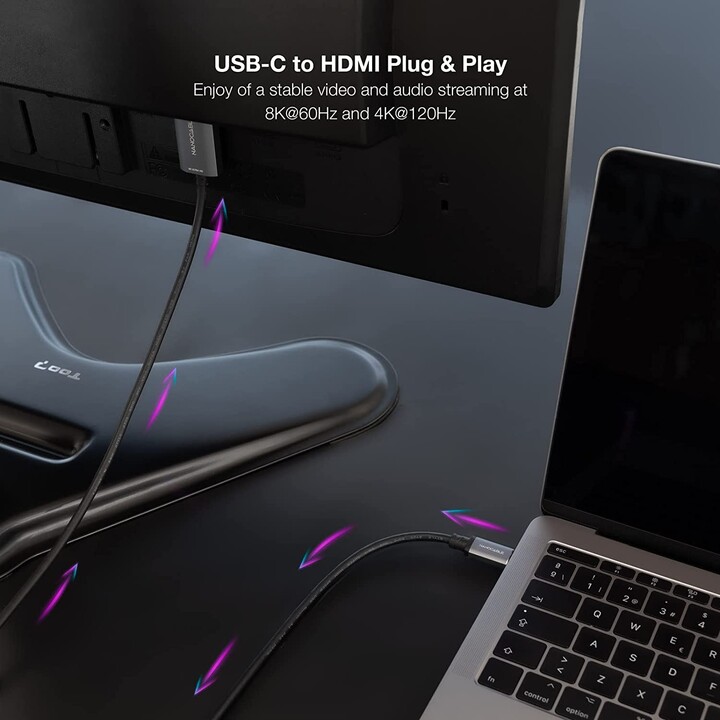 Nanocable 10.15.5162/ Câble Convertisseur USB Type-C Mâle HDMI Mâle 1.8m Noir