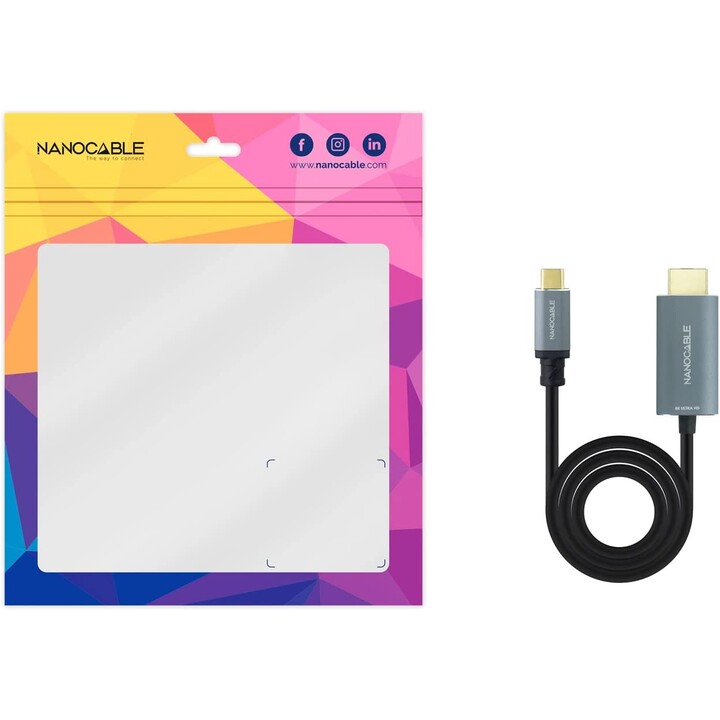 Nanocable 10.15.5162/ Câble Convertisseur USB Type-C Mâle HDMI Mâle 1.8m Noir
