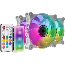 Pack 3 Fans Mars Gaming MF-3DKITW/ 12cm + HUB + Remote Control/ ARGB/ White