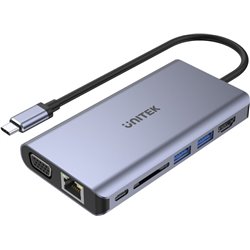 Unitek D1019B Hub USB-C 8W1 USB-C 3.1, PD 100W, D1019B