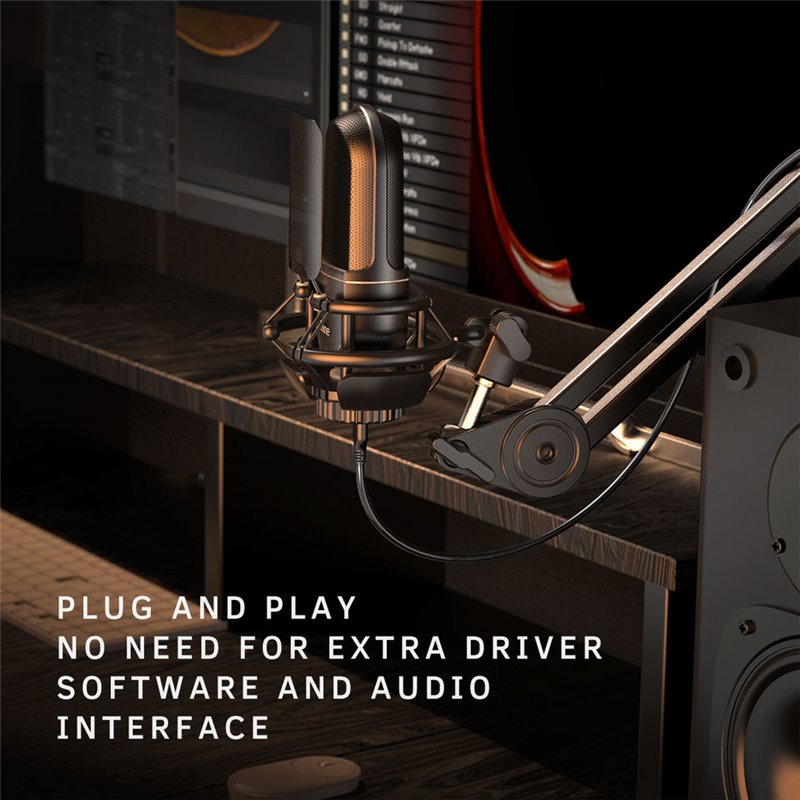 Fifine K726 Microphone XLR Noir pour Enregistrement et Streaming sur PC