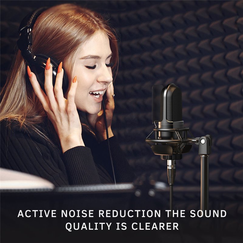 Fifine K726 Microphone XLR Noir pour Enregistrement et Streaming sur PC