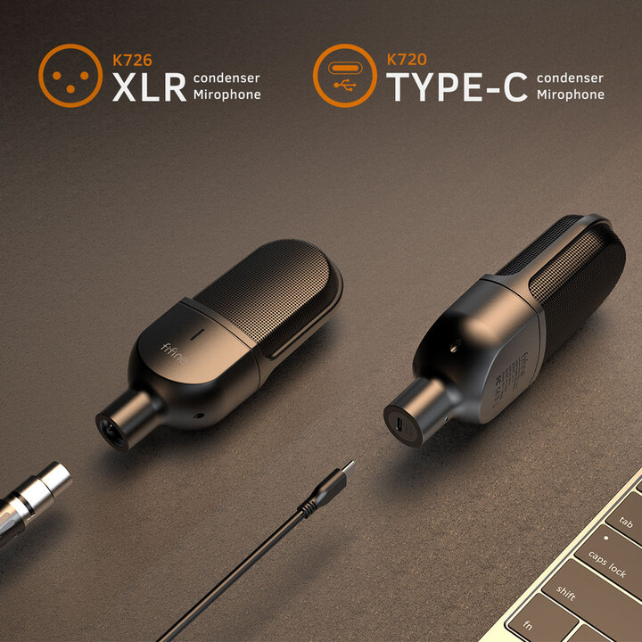 Fifine K726 XLR Microphone Black for Recording and Streaming on PC