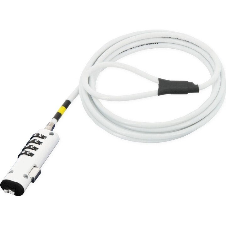 Security cable, slim head, with code lock, in steel, for Nano slot