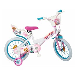 Toimsa Paw Patrol 16", bicicletta per bambini Paw Patrol, ruote di allenamento incluse, bianco