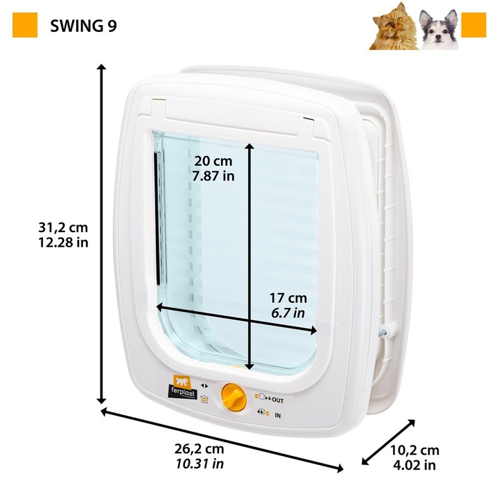 FERPLAST Swing 9 - Puerta para perros medianos y gatos grandes, blanca