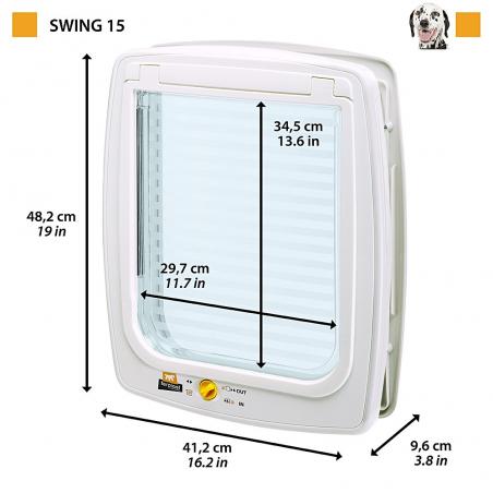 FERPLAST Swing 15 - Puerta grande para perros, blanca