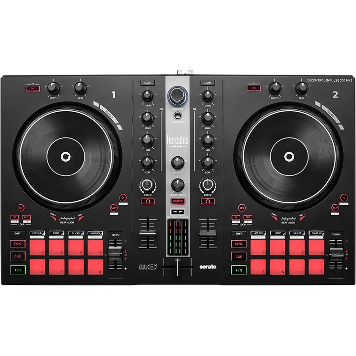 Hercules INPULSE 300 MK2 Scratcher vinil Preto, Vermelho
