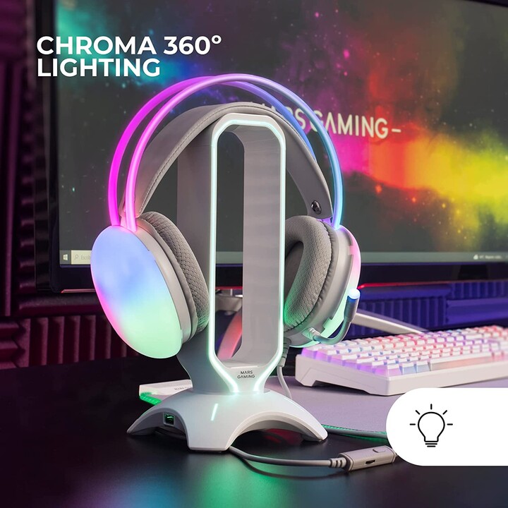 Casque Gaming avec Microphone Mars Gaming MH-GLOW/ Jack 3.5/ Blanc