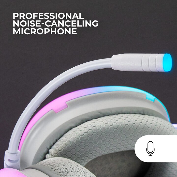 Fones de ouvido para jogos com microfone Mars Gaming MH-GLOW/ Jack 3.5/ Branco