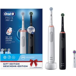 Pack de 2 Cepillos de dientes Oral-B Pro 3 3900 Negro y Blanco